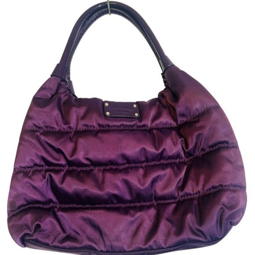 Kate Spade NY‎ Purse Shoulder Bag Purple Quilted Nylon Puffer Patent Handles